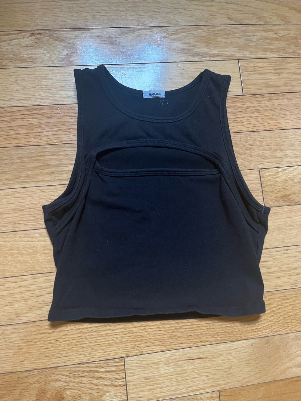 Garage Black Sleeveless Cutout Crop Top